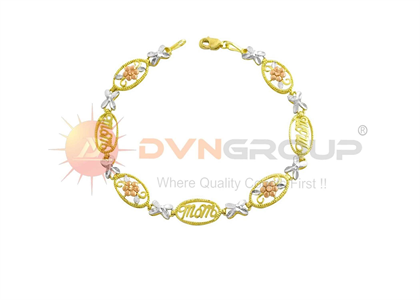 Three Tone Plated Flower Mom Bracelet